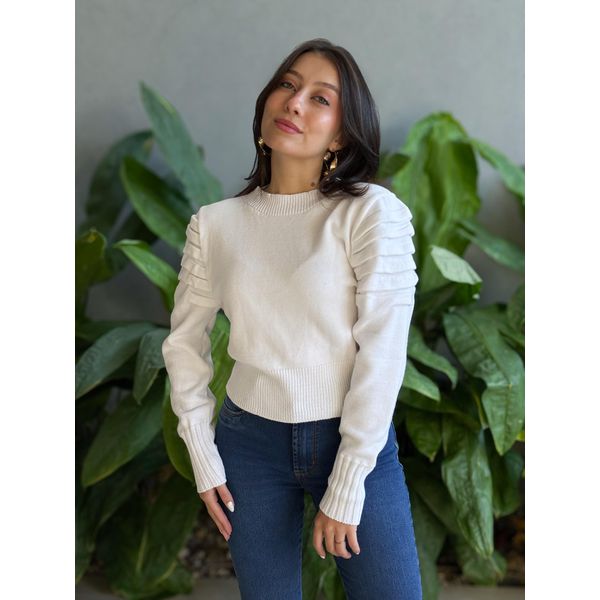 Tricot Yasmim Manga Longa Princesa OFF WHITE