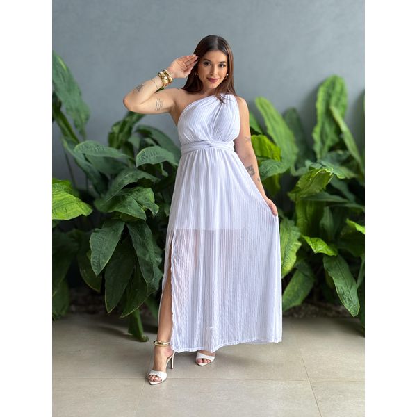 Vestido Longo em Lurex BRANCO