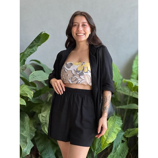 Conjunto Marta Camisa e Shorts em Linho PRETO