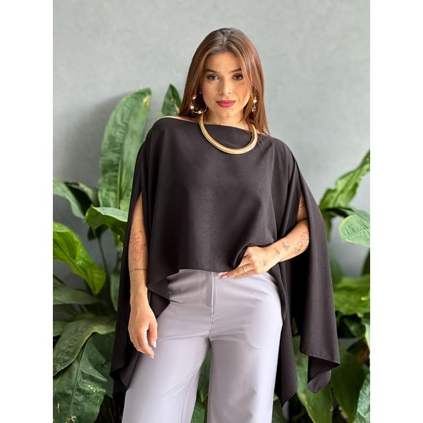 Blusa Capa Manga Longa PRETO