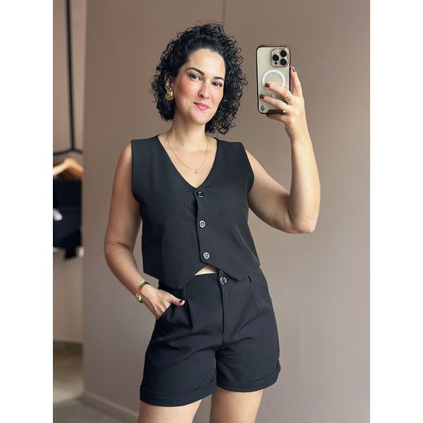 Colete Curto em Alfaiataria PRETO