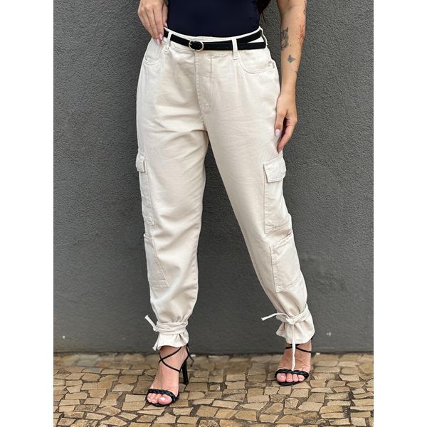 Calça Cargo Carmen em Sarja 1981 CRU