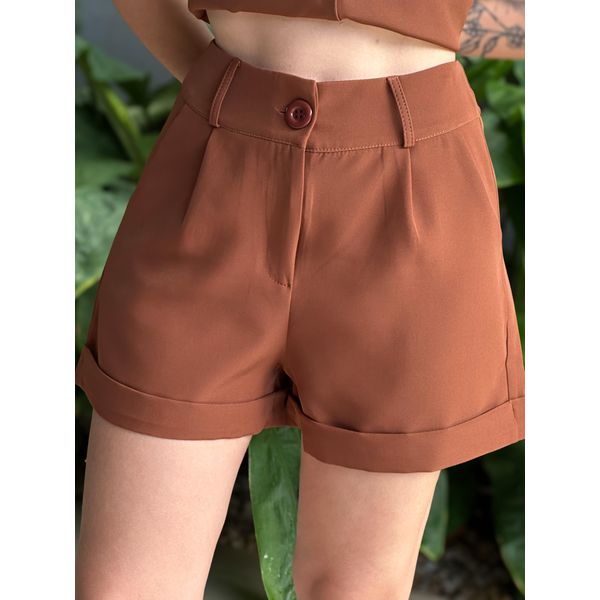 Shorts Alfaiataria Barra Italiana MARROM