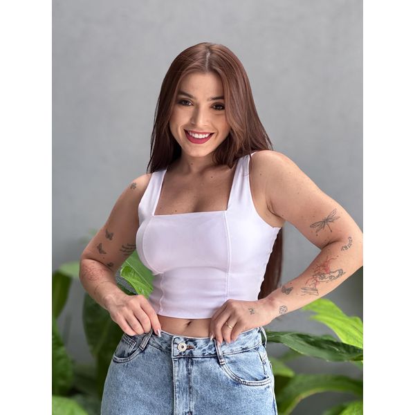 Cropped Naomi em Bengaline BRANCO