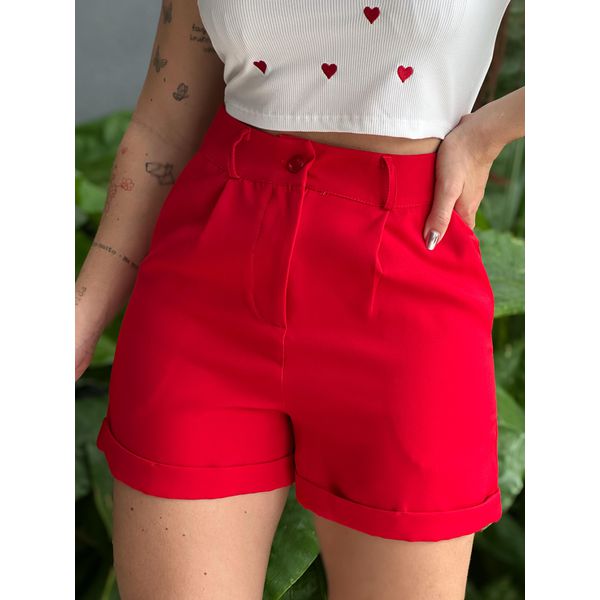 Shorts Alfaiataria Analia Barra Dobrada VERMELHO