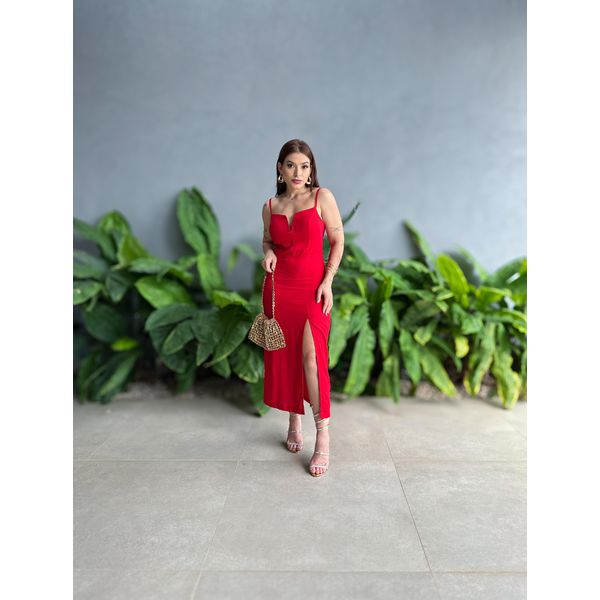 Vestido Midi Suzi VERMELHO | LOJA TUTTI FRUTTI