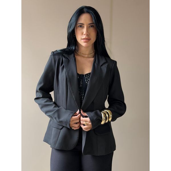 Blazer Curto em Alfaiataria PRETO