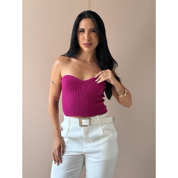 Corselet em Tricot Decote Coração FÚCSIA