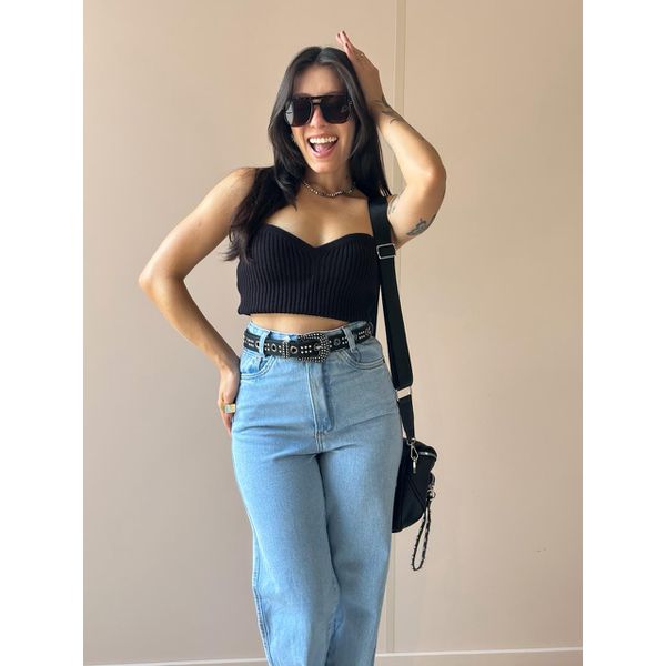 Corselet em Tricot Decote Coração PRETO