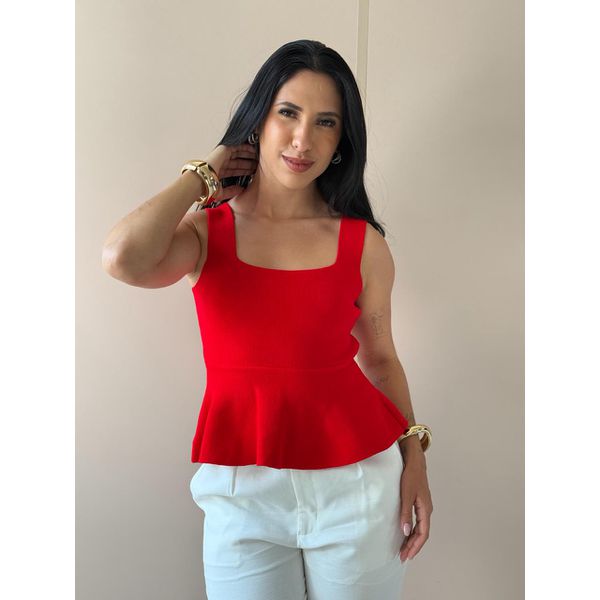 Blusa Peplum em Tricot Modal VERMELHO