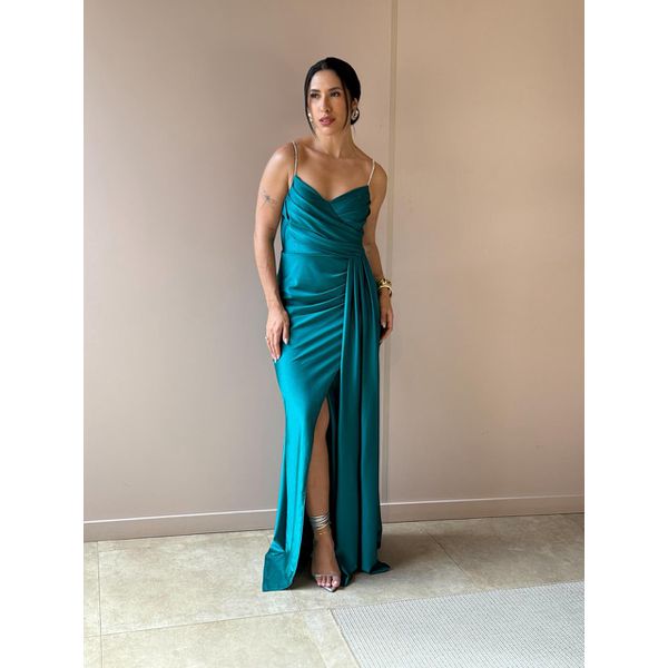 Vestido Longo Maya Alças Finas VERDE ESCURO