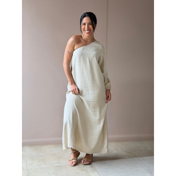Vestido Elis Nula Manga BEGE