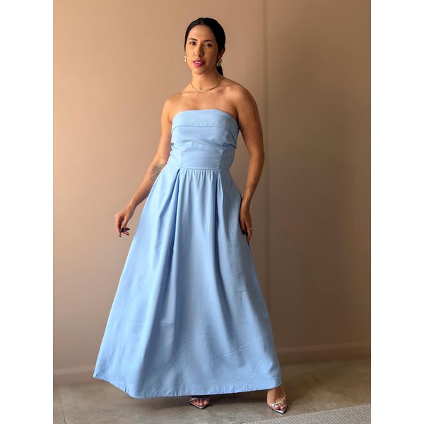 Vestido Midi Josi Sem Alças AZUL CLARO