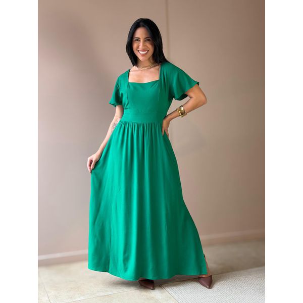 Vestido Midi Ruth Manga Curta VERDE BANDEIRA