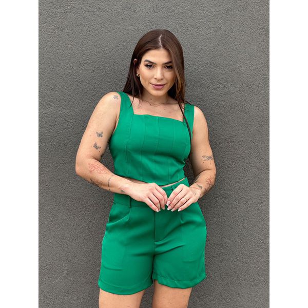 Conjunto Alfaiataria Juliana Shorts e Cropped VERDE BANDEIRA
