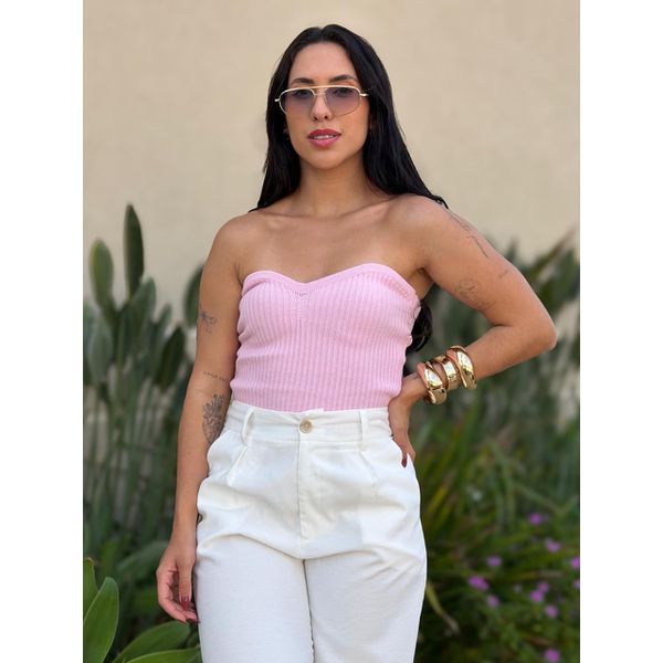 Corselet em Tricot Decote Coração ROSA BEBE