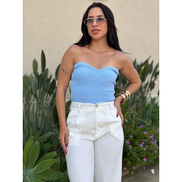 Corselet em Tricot Decote Coração AZUL CLARO