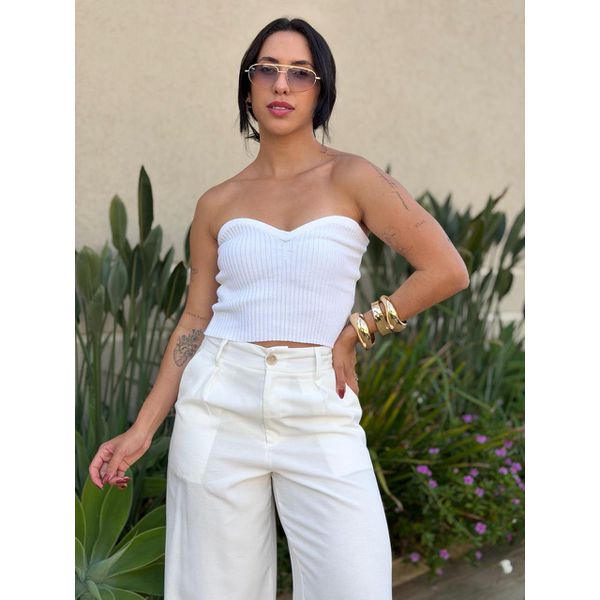 Corselet em Tricot Decote Coração OFF WHITE