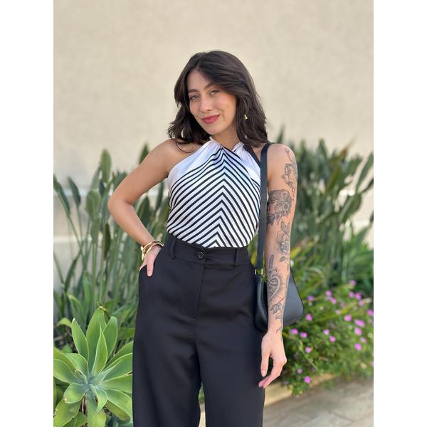 Lenço Multiformas de Amarração ESTAMPADO CREME E PRETO