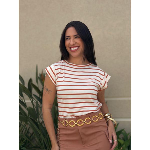 Blusa Muscle Tee LISTRADA TERRACOTA