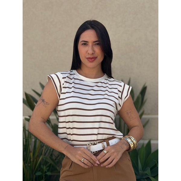 Blusa Muscle Tee LISTRADO MARROM