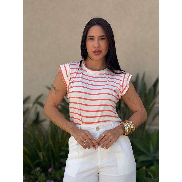 Blusa Muscle Tee LISTRADA SALMÃO