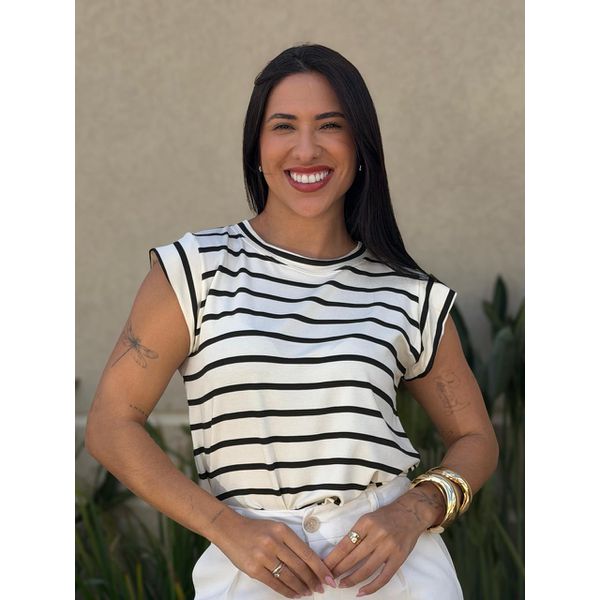 Blusa Muscle Tee LISTRADO PRETO