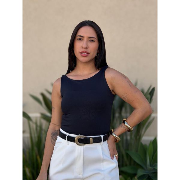 Blusa Regata Pilar em Poliamida PRETO
