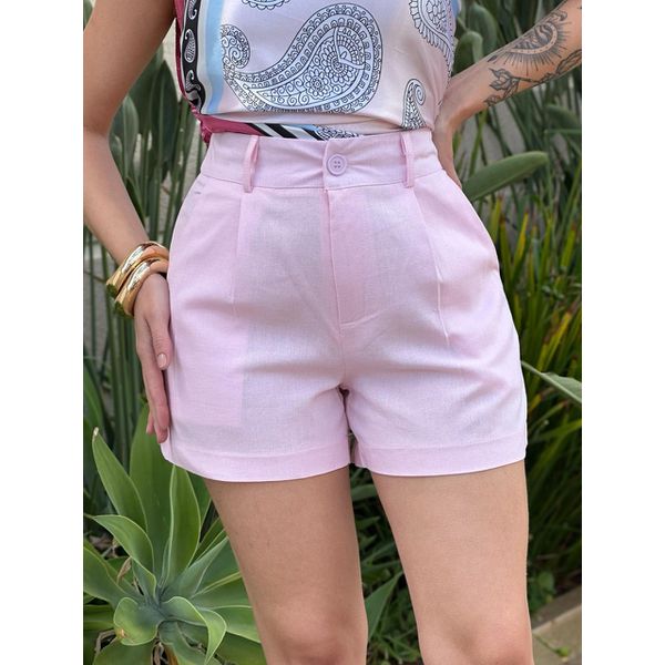 Shorts Lua em Linho ROSA CLARO
