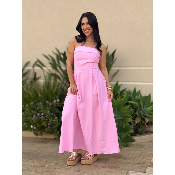 Vestido Midi Josi Sem Alças ROSA CLARO