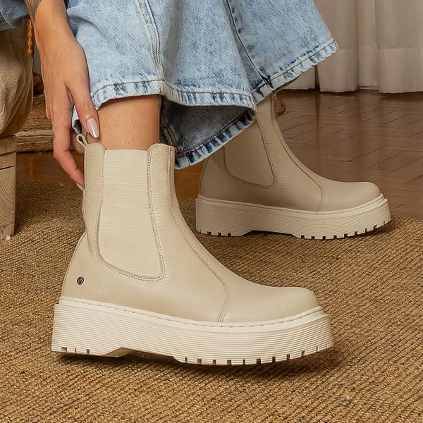 Bota Vittal Luisa OffWhite em Couro Legitimo - R10... - LOJAVITTAL