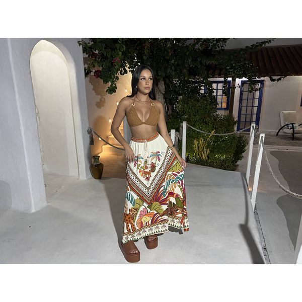 Saia longa estampada