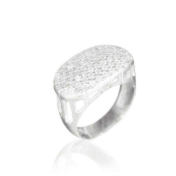 Anel Em Prata 950 Feminino Com Pave Pedras Zircônias - 39045