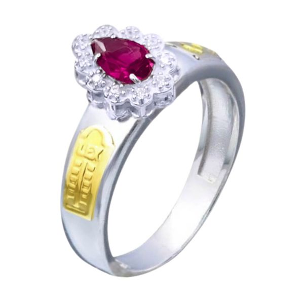Anel de Formatura Feminino em Prata com Pedra Gota P134F