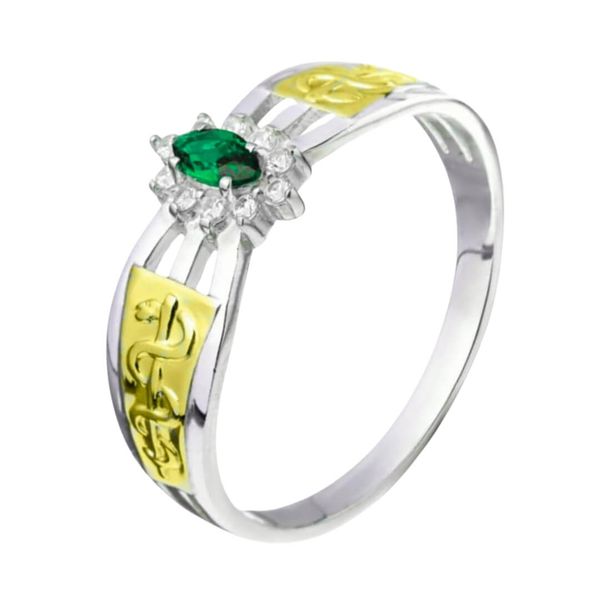 Delicado Anel de Formatura Feminino em Prata 950 Aro Triplo e Pedra Navete