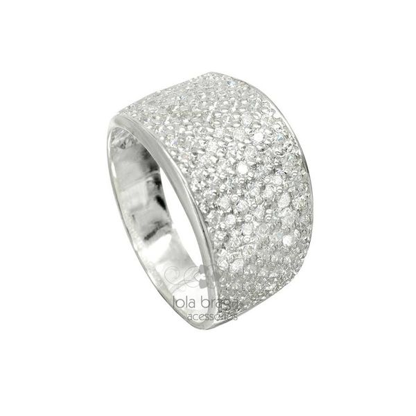 Anel De Prata 950 Feminino Pave De Pedras Zircônias - 41059