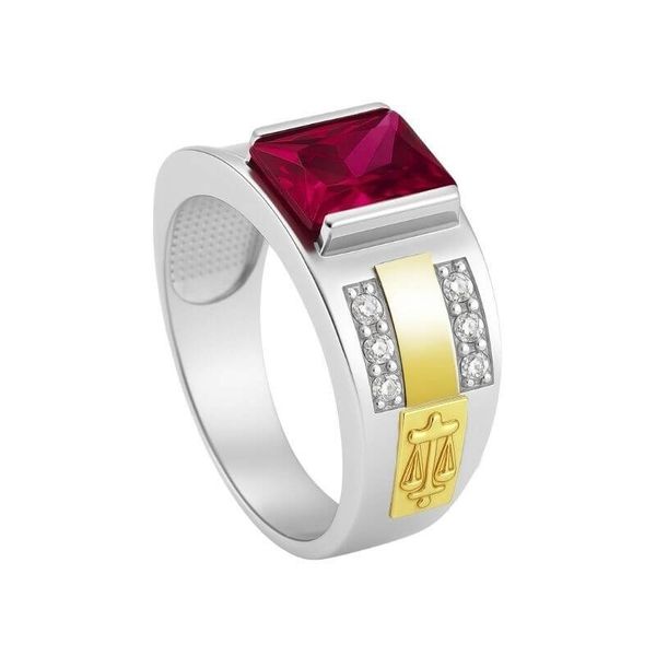 Anel em Prata 950 Retangular Formatura com Pedras Direito