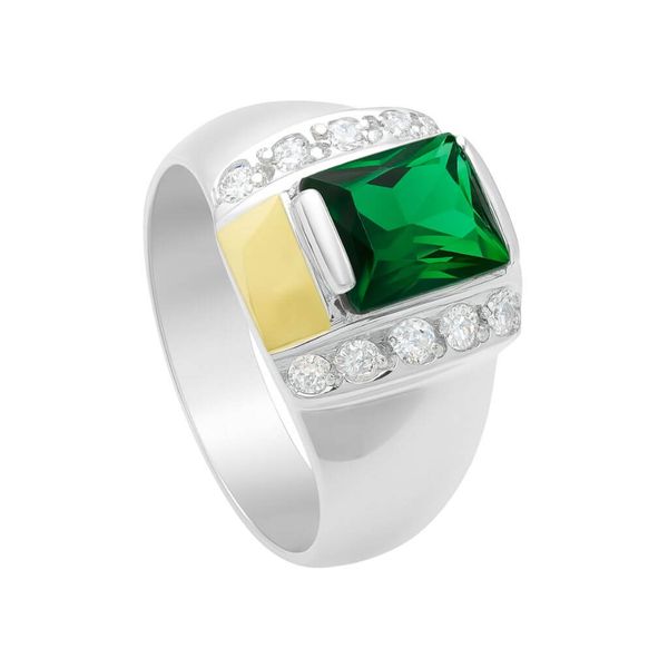 Anel Masculino em Prata 950 com Pedra Verde