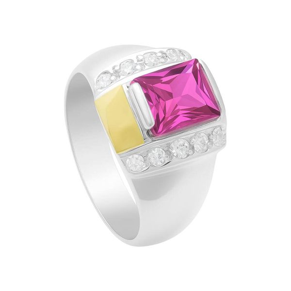 Anel Masculino Prata 950 Zircônia cor Turmalina Rosa - AN13074