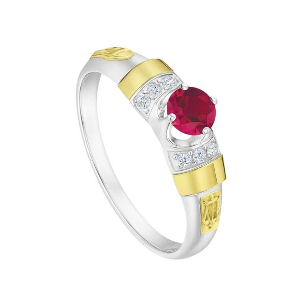 Ane l em Prata 950 Formatura Direito Solitário Apliques Ouro 18k