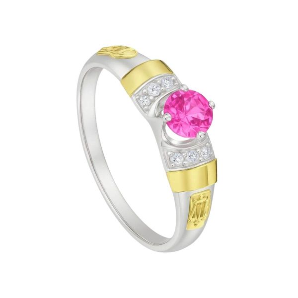 Anel em Prata Formatura Feminino Símbolos e Apliques em Ouro 18k Luxo