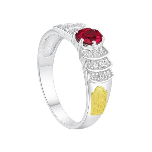 Anel em Prata Formatura Direito com Pedra Oval cor Rubi