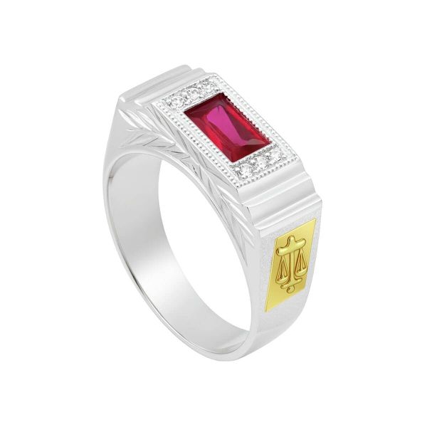 Anel em Prata 950 formatura retangular Direito masculino