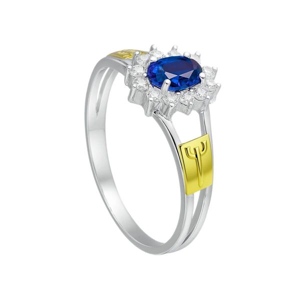 Anel em Prata Formatura Feminino Pedra Zircônia Oval