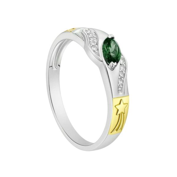 Anel em Prata Formatura Feminino Pedra Navete Emblemas Ouro 18k