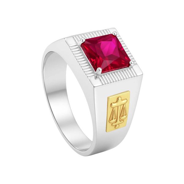 Anel em Prata Formatura Direito Masculino Emblemas Ouro 18k