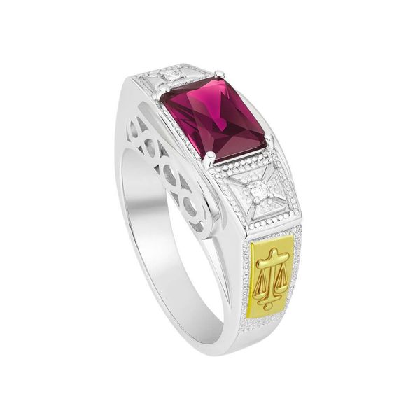 Anel em Prata 950 Formatura Direito Masculino com Pedra Retangular