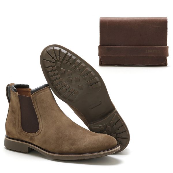 Botina Masculina Chelsea 6000 Camurça Taupe