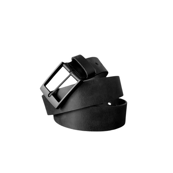 Cinto de Couro Soleta Fivela Metal Preto fosco