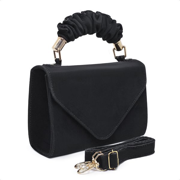 Bolsa bico camurça alça enrugada